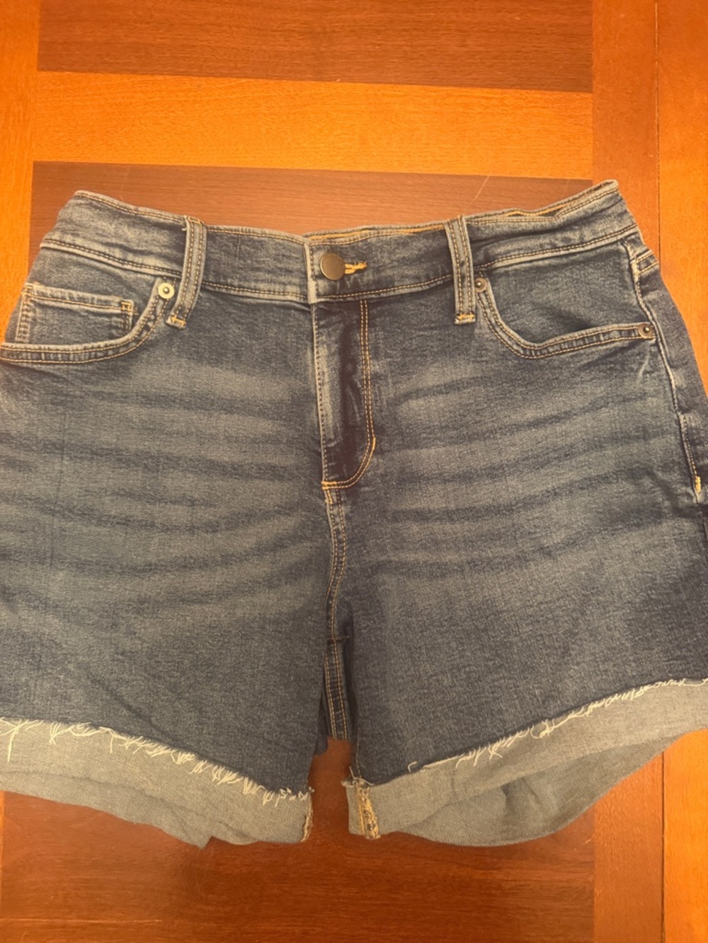 Sonoma Dark Blue High-Rise Frayed Hem Denim Shorts